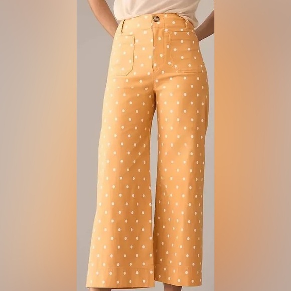 Anthropologie Pants - Anthropologie The Colette Cropped Wide-Leg Pants by Maeve in Orange Polka Dot